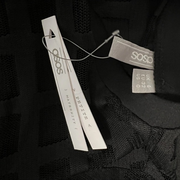 ASOS Dress Women Size 0 Maternity Black Sheath Cage Mesh Knee Length  B10 - Picture 8 of 11